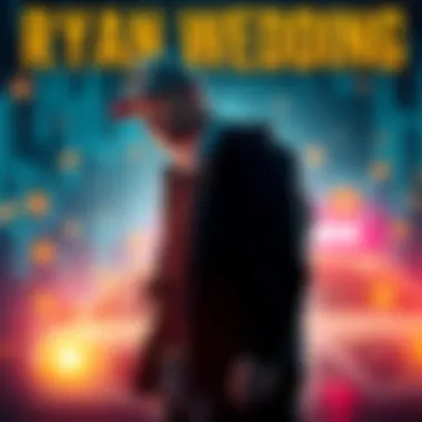 Former Olympian Ryan Wedding in handcuffs near police car, with a backdrop of cryptocurrency symbols