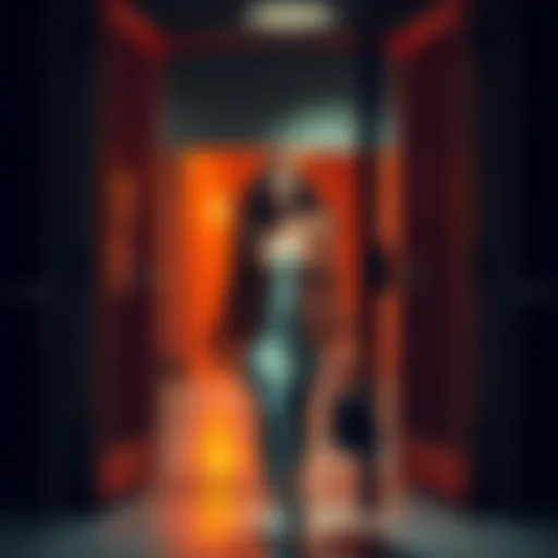 Sam Bankman-Fried's ex-girlfriend walking out of prison gates with a relieved expression.