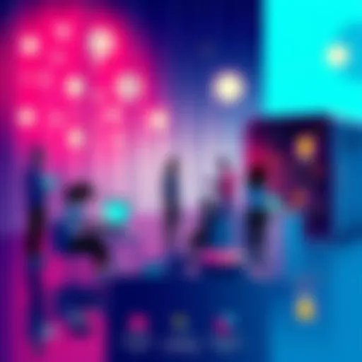 Illustration showing people using technology to connect and collaborate in a secure environment, symbolizing freedom and community.