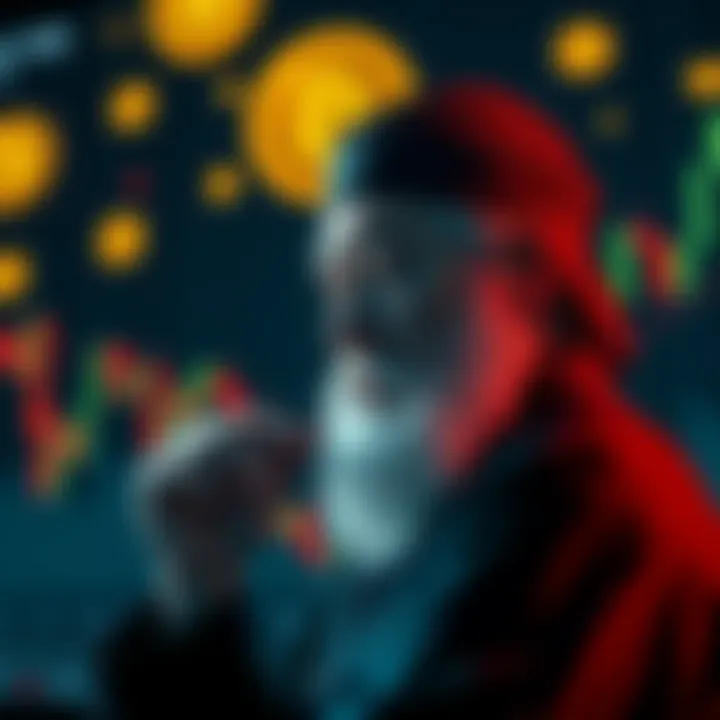 Satoshi Nakamoto contemplating Bitcoin A figure representing Satoshi Nakamoto, deep in thought, with Bitcoin symbols and a market graph in the background, suggesting a decision point about the cryptocurrency's future.