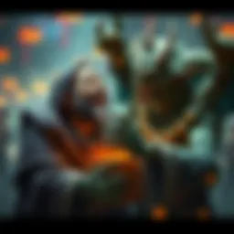 Satoshi and Nurgle sharing a joyful moment, surrounded by symbols of love and positivity.