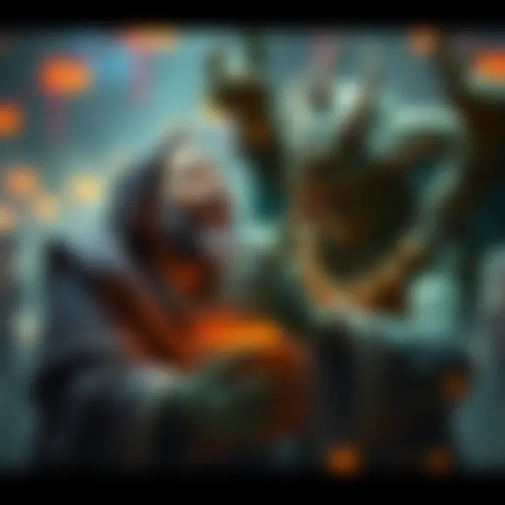 Satoshi and Nurgle sharing a joyful moment, surrounded by symbols of love and positivity.