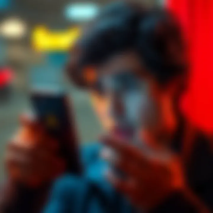 Scam Call Alert A worried person looking at a phone with an alert message about a scam call claiming to be from the police regarding identity theft.