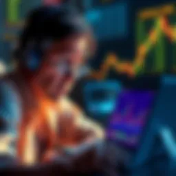 A worried investor looks at their financial losses while studying cryptocurrency charts on a laptop