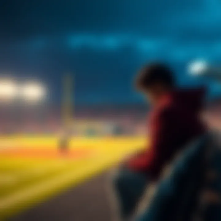 A person sitting on the bench with a dejected expression, looking at the field, symbolizing loss and unexpected outcomes in sports.