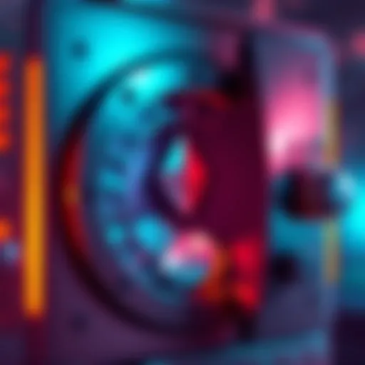 A digital vault with Ethereum and other tokens locked inside, symbolizing long-term investment security