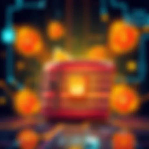 An illustration showing a digital wallet with security features like multi-factor authentication and encryption symbols