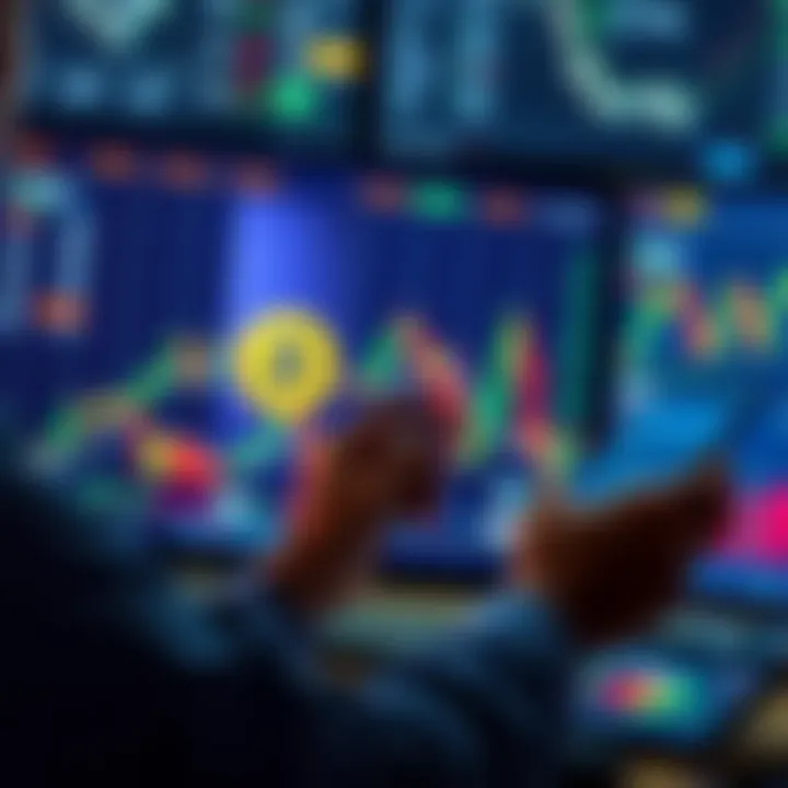 A person analyzing market charts and graphs focused on Bitcoin and altcoins, indicating a cautious investment strategy during Bitcoin's rise.