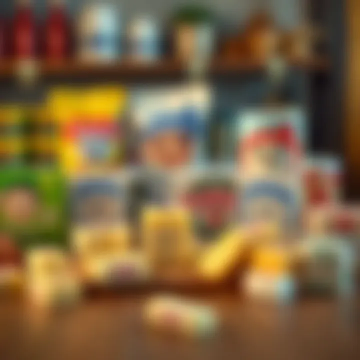 A spread of various butters displayed on a wooden table, with thoughtful expressions drawn on their labels, suggesting self-awareness in an artistic style.