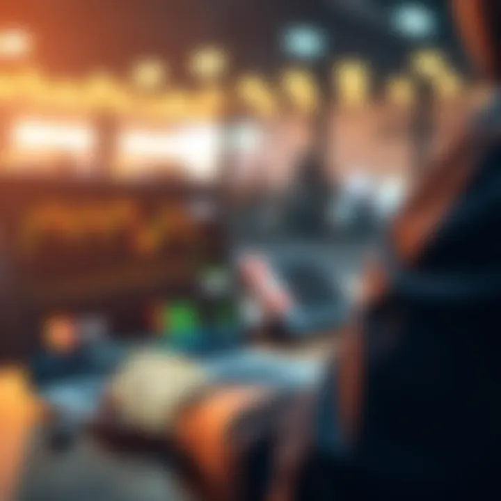 A person using a laptop to sell Pi cryptocurrency, with charts and graphs on the screen