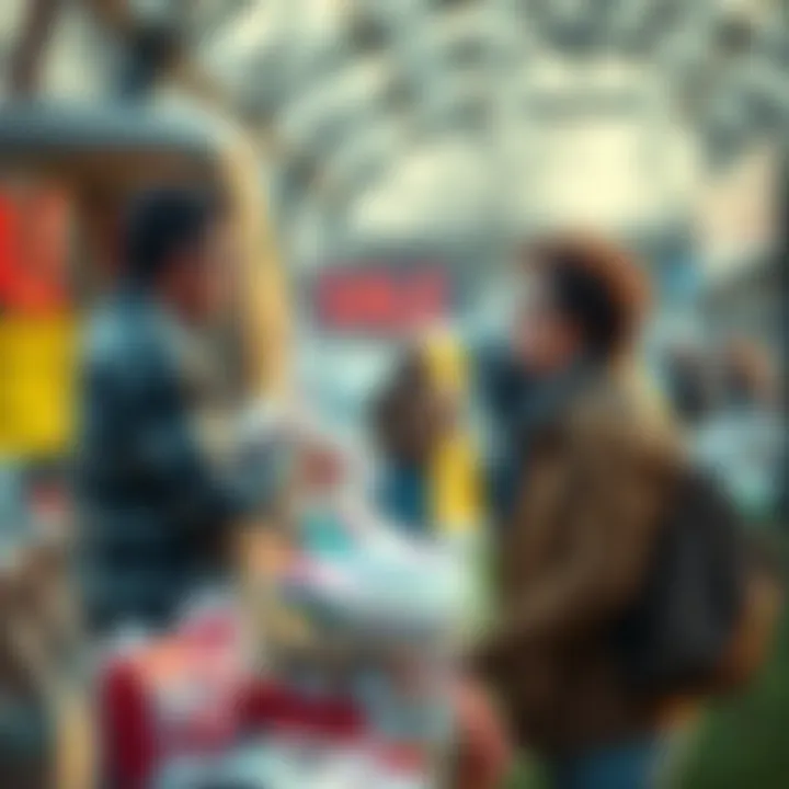 Selling Items for Good Prices A person negotiating over items at a yard sale, discussing prices with a potential buyer, showcasing effective selling strategies.