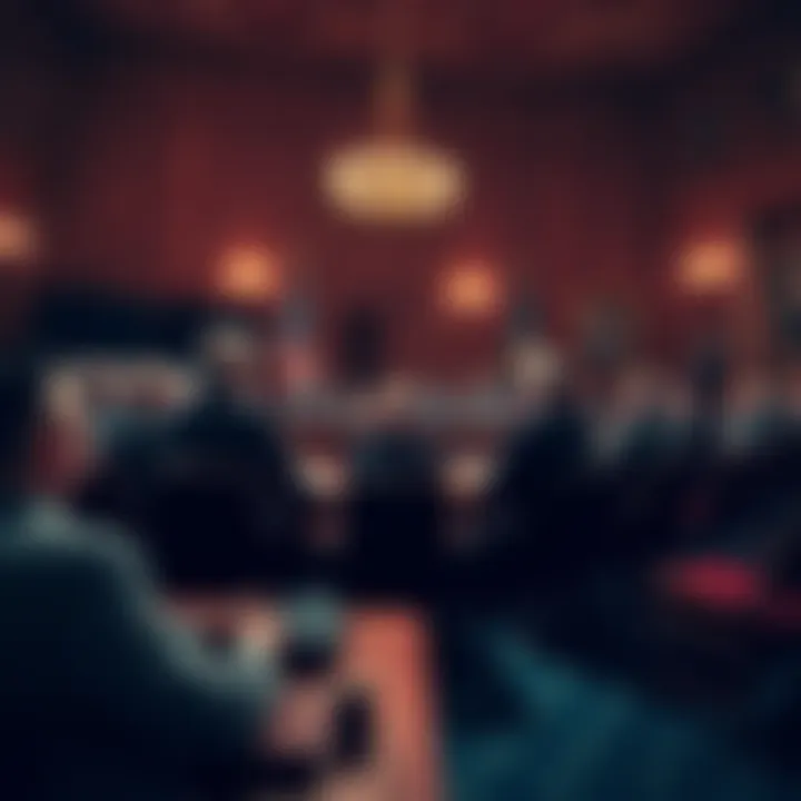 Senators gathered in a formal meeting discussing the ban on prediction market betting
