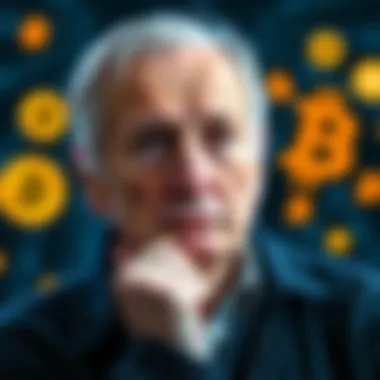 A thoughtful 63-year-old man with gray hair contemplating Bitcoin concepts like scarcity and halving