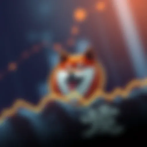 Shiba Inu cryptocurrency token displayed with an upward trend graph, reflecting community optimism about future highs.