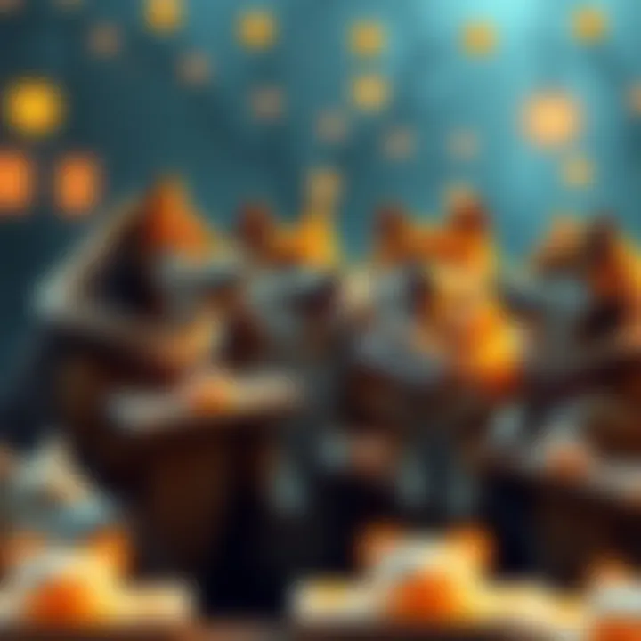 A group of shibes gathered together, sharing ideas and smiling while fostering community connections.