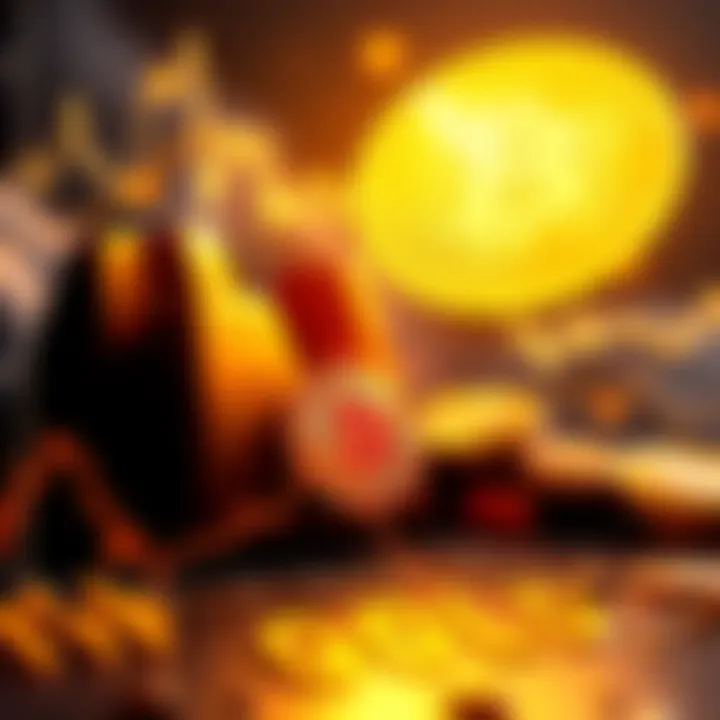 Shift from Gold to Bitcoin ETFs Graph showing the transition of investments from gold ETFs to Bitcoin ETFs, with Bitcoin highlighted in the foreground and gold in the background, depicting significant financial movement.