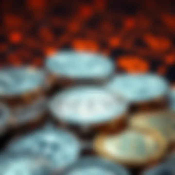 A close-up of silver coins with cryptocurrency symbols in the background, representing the shift in investment focus.
