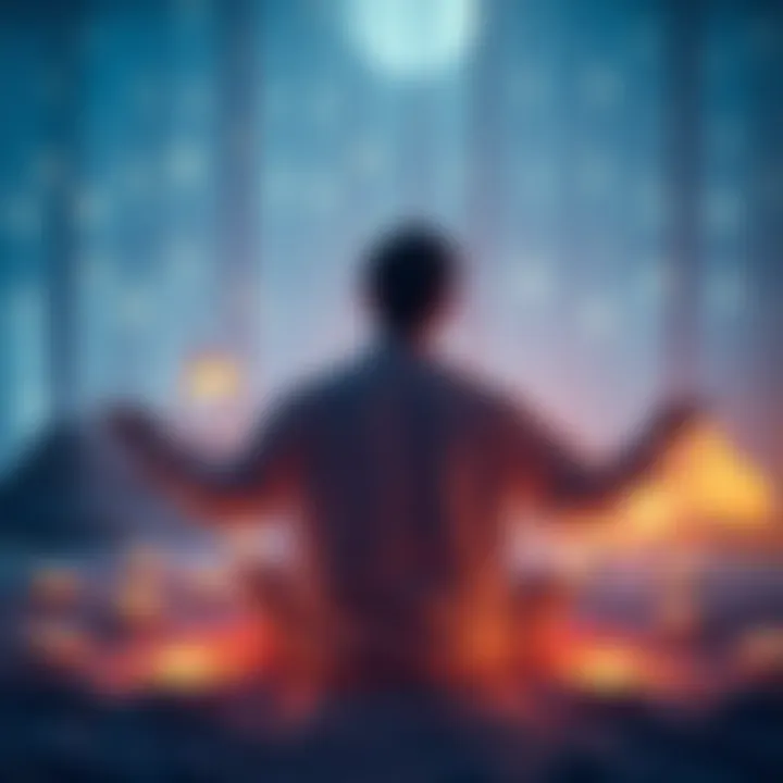 So Wen Movement Sleepy Lite Concept A person practicing mindfulness in a serene setting, promoting relaxation and better sleep through the Sleepy Lite concept of the So Wen Movement.