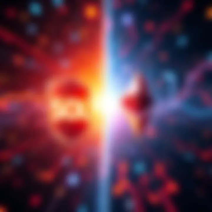 Graphical representation of SOL and ETH blockchains highlighting security and speed differences