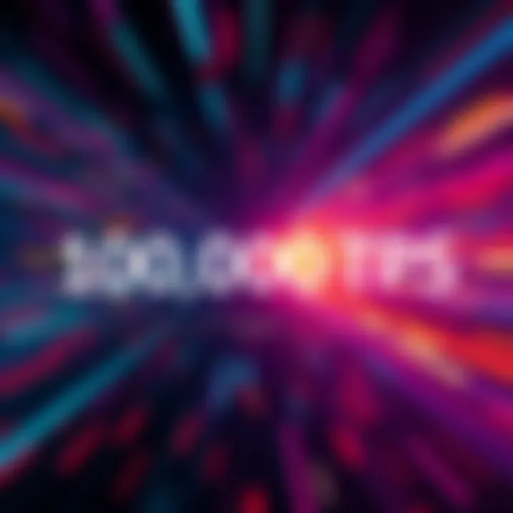 Visual representation of Solana's blockchain reaching 107,000 transactions per second, with digital graphics showing speed and efficiency.