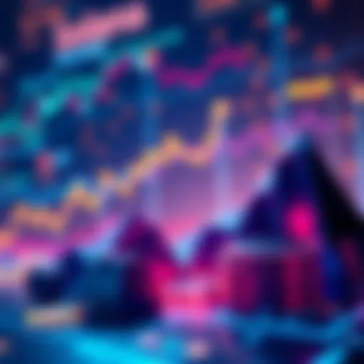 A digital representation of Solana's high transaction volume with graphs showing growth and user engagement in the blockchain space.