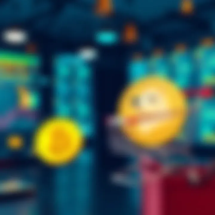 A visual comparison of Solana and Dogecoin for online payments, highlighting transaction fees and speed, with a digital wallet and a shopping cart in the background.