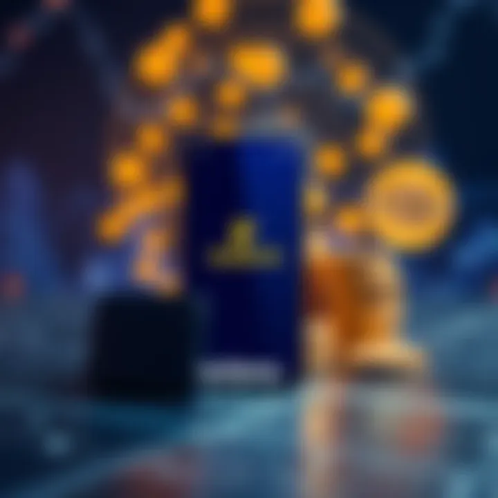 A Solana-branded mobile phone with cryptocurrency symbols in the background, representing the struggles of crypto payments.