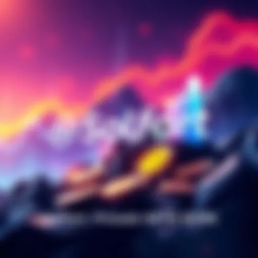 Illustration showing Solfart logo with rising graph and crypto coins to symbolize the successful presale and exchange listings