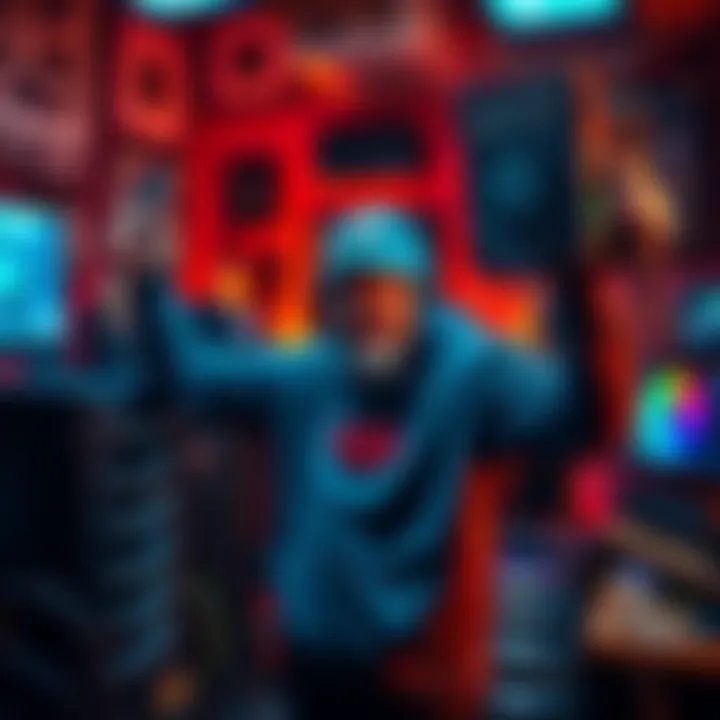 A solo miner proudly holds up cryptocurrency mining equipment in a home setting