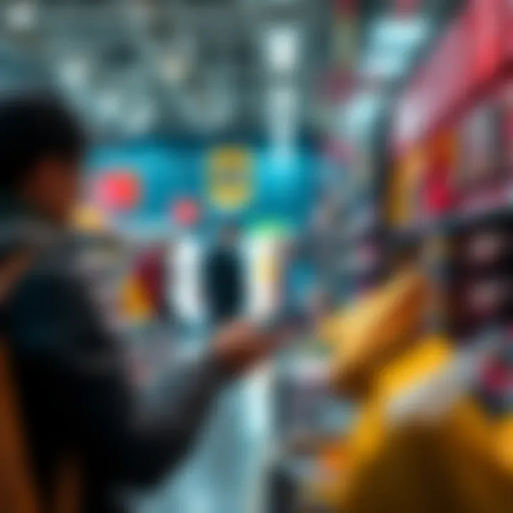 A person making a purchase with USDC using a digital wallet at a store checkout.