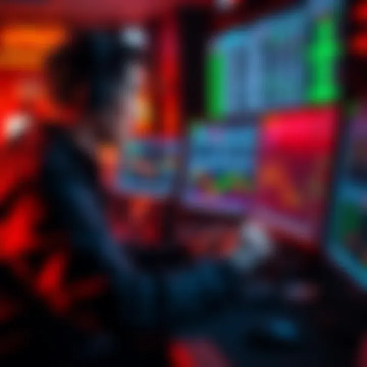 A trader analyzes sports data on a computer, focusing on non-directional arbitrage strategies.