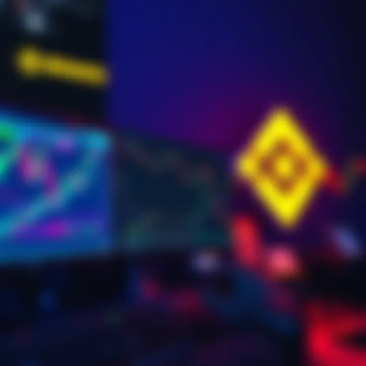 A trader analyzing spot trading fees on a computer screen with cryptocurrency charts and Binance logo in the background.