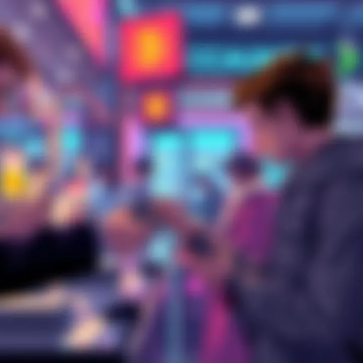 Illustration of a person using a stablecoin card at a merchant checkout, highlighting the connection between cryptocurrency and payments.