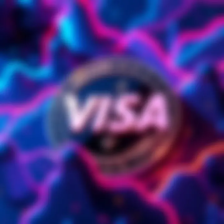 A digital representation of a stablecoin logo integrated with Visa's logo, symbolizing the partnership between cryptocurrencies and traditional payment systems.