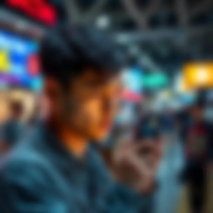 A person looking at a smartphone displaying stablecoin transactions and digital payment methods.