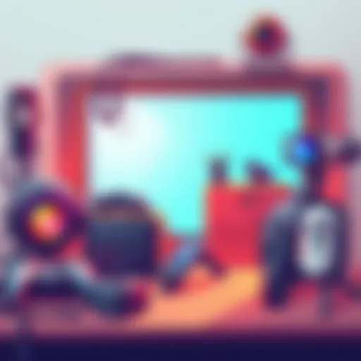 An illustration showing unique accessories available only with the Steam Frame purchase, featuring tech gadgets and gaming gear.