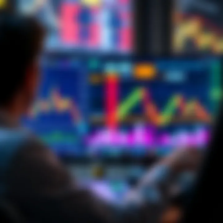 A person analyzing stock charts on a computer screen, weighing options to buy or sell during market fluctuations.