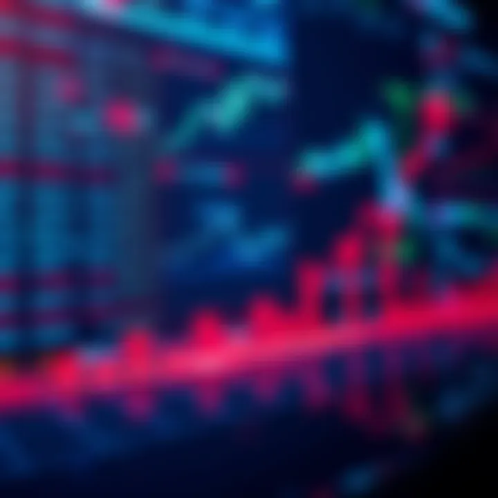 A graph showing a downward trend in stock prices, with red arrows pointing downwards, reflecting market instability.