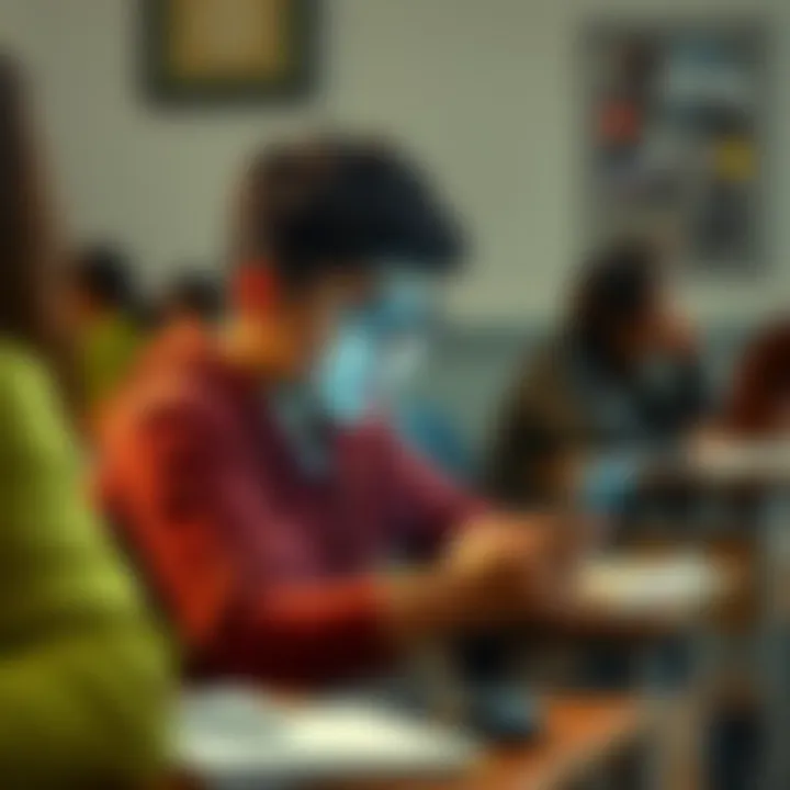 Student Excited About Announcement A student in a classroom looking at their phone with a mix of excitement and worry during a pre-order announcement at 10am, trying to stay focused on class while glancing at their crush