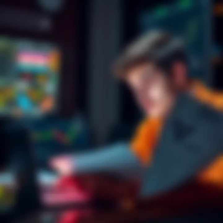 A SDSU student looking at a laptop with charts of cryptocurrency prices, contemplating the investment in XRP and Solana, while holding a loan approval document.