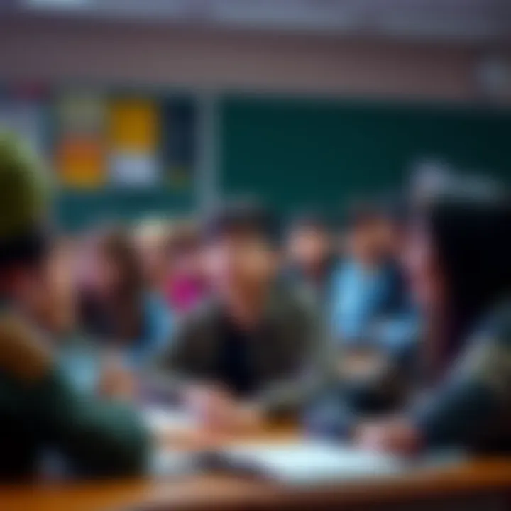 Student Excelling in Class A student confidently answers a question in class, showcasing knowledge beyond the curriculum, while peers look on in surprise.