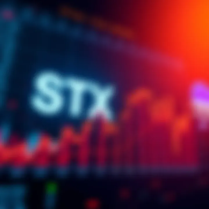 A performance chart showing STX asset rising amid fluctuating market trends.
