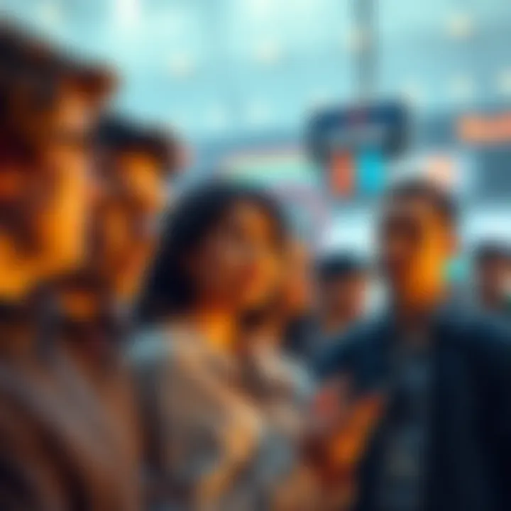 A group of people discussing their thoughts on market entry, with some looking hopeful and others appearing anxious, symbolizing the divide between those who are doing well and those who are waiting.