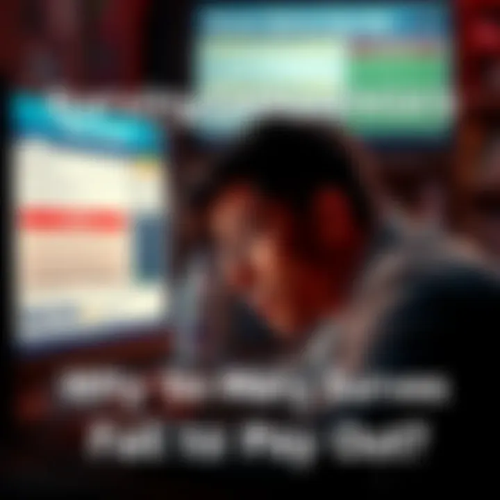 A frustrated individual looking at a computer screen filled with survey disqualifications