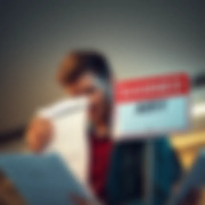Survey Participant with a Warning Sign A person looking frustrated with a survey form and a warning sign nearby, symbolizing the risks of honesty in surveys.