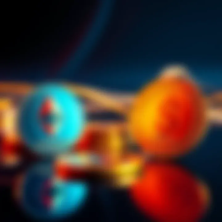 A visual representation of exchanging Ethereum for Solana, showing two digital coins with arrows between them.