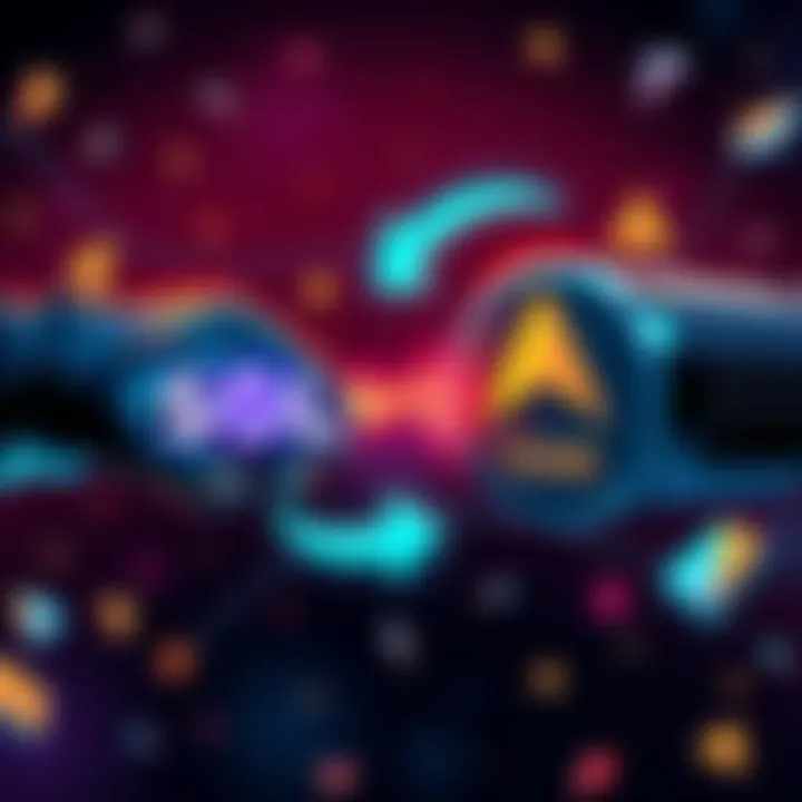 A digital illustration showing a seamless exchange between Solana (SOL) and Monero (XMR) with visuals of cryptocurrency symbols and arrows indicating movement.