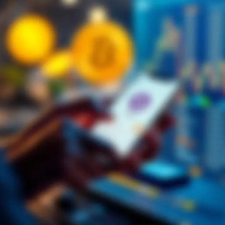 Swapping Bitcoin for USDT A person using a smartphone to swap Bitcoin for USDT on a digital platform