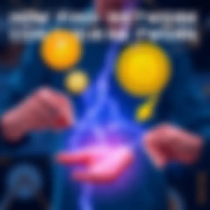 Illustration of a person exchanging Lightning Network funds for Bitcoin, showing wallet icons and arrows indicating the transaction process.