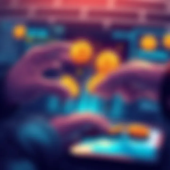 Illustration showing a person exchanging old cryptocurrency tokens for new ones at a digital wallet interface